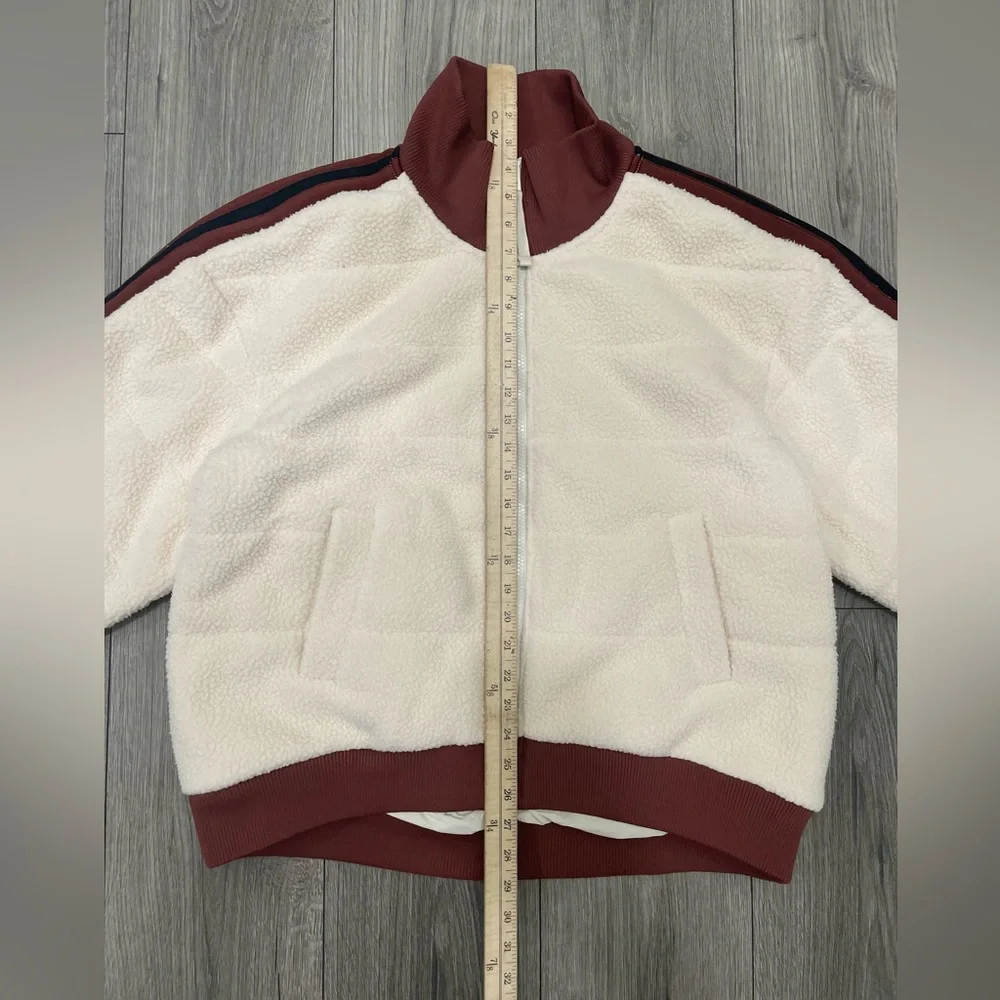 Free People FP Movement Fleecy Sherpa Scrunchy Pippa Jacket Cream Brown Medium‎ - Picture 3 of 12
